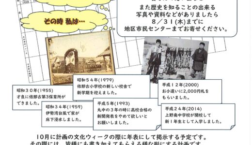 依那古100年史　情報をお寄せください